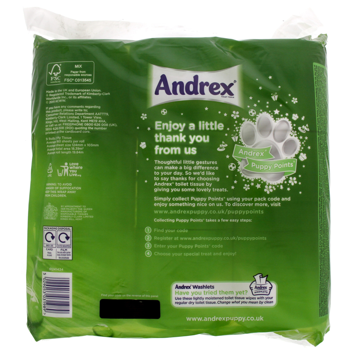 Andrex Aloe Vera Toilet Tissue 9Rolls 